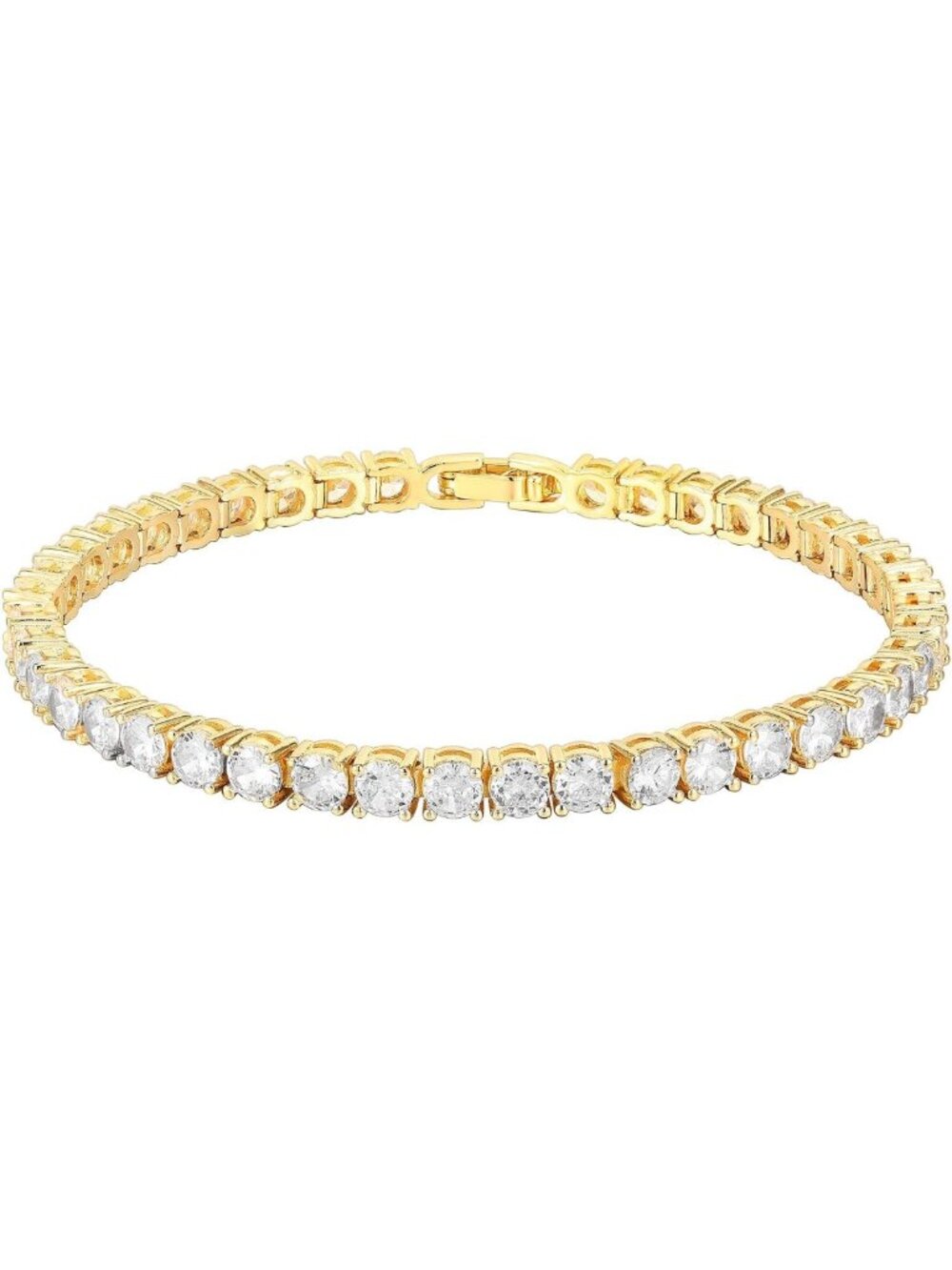 Elegant 14K Gold Plated Tennis Bracelet with Sparkling Cubic Zirconia | 4mm CZ